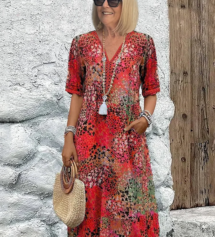 Vivid | Vestido midi de algodón y lino