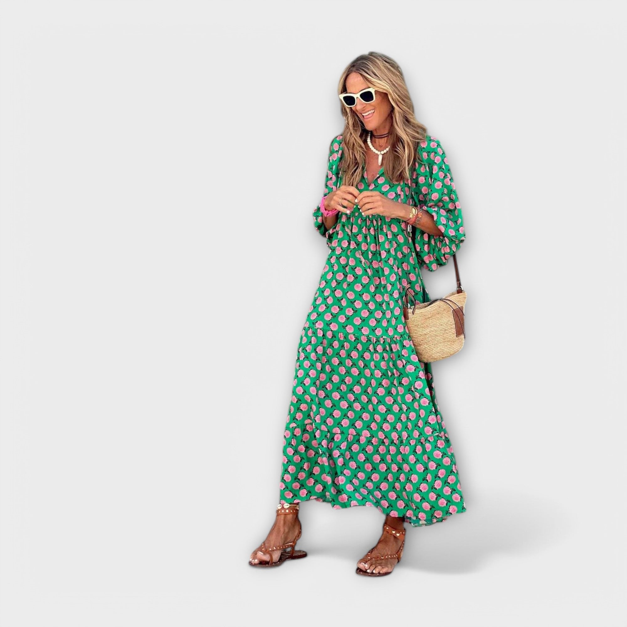 Astrid – Elegant geometrisk maxikjole