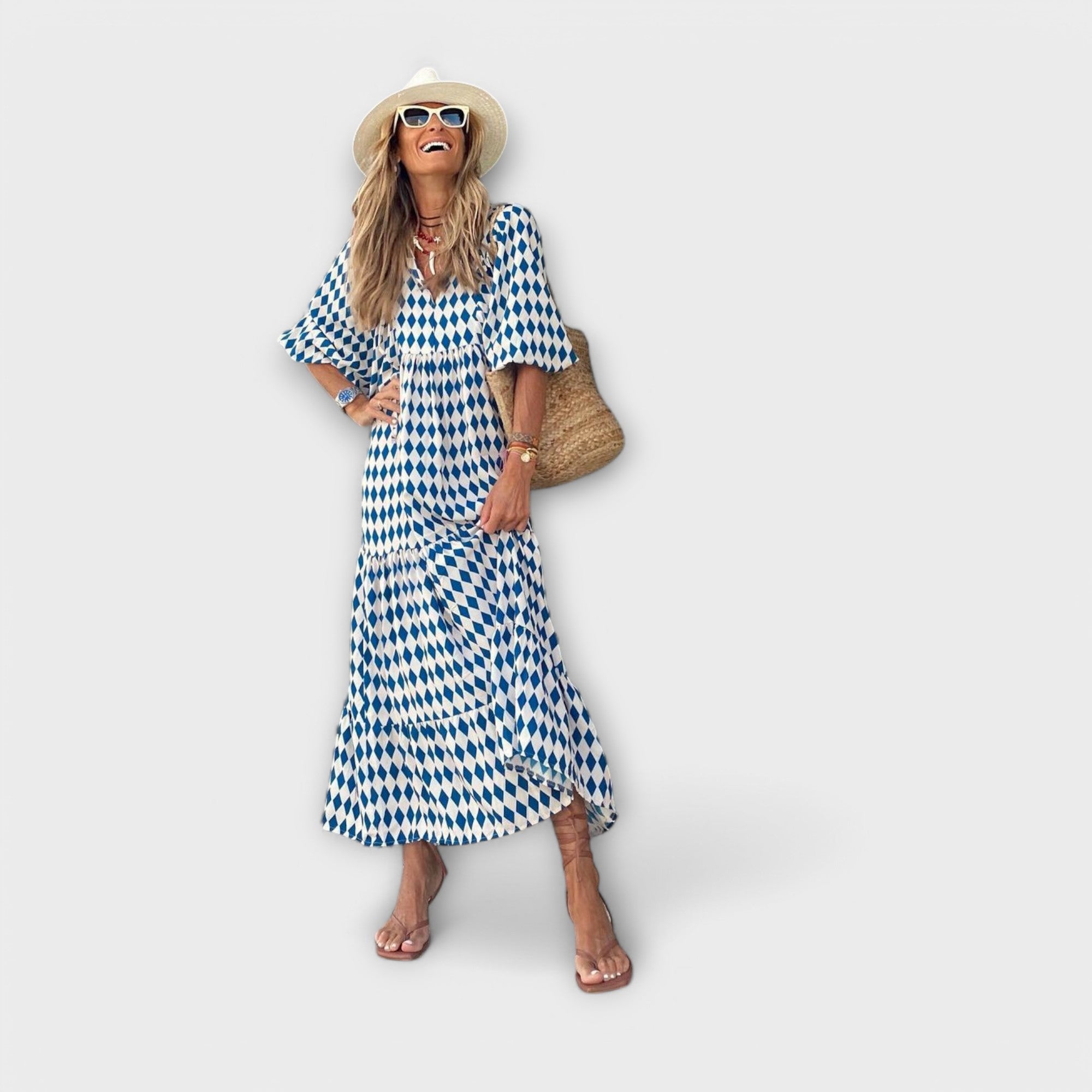 Astrid – Elegant geometrisk maxikjole