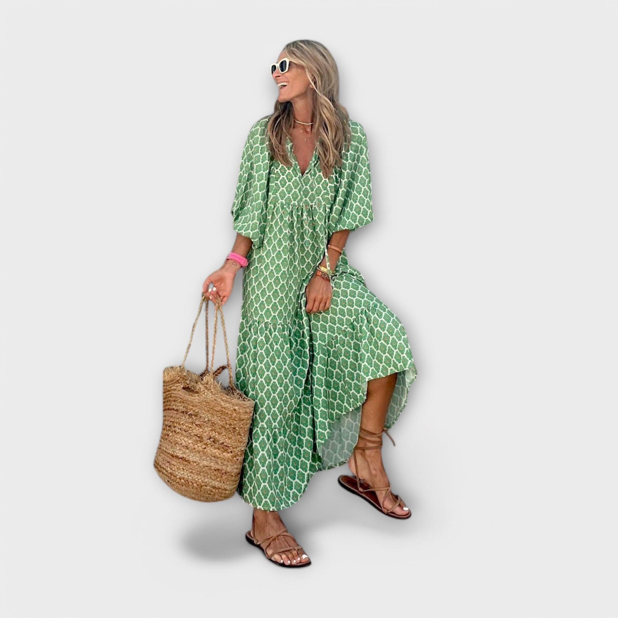 Astrid – Elegant geometrisk maxikjole